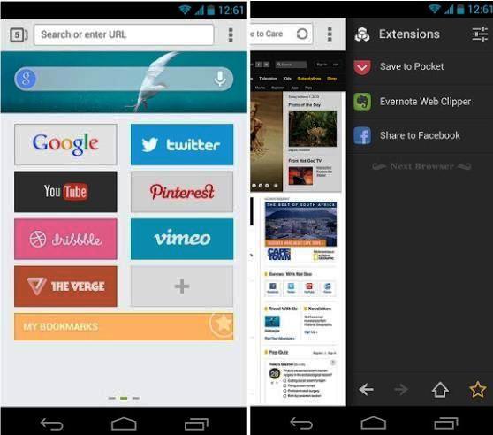 Navegador Next Browser súper veloz, gratis para Android