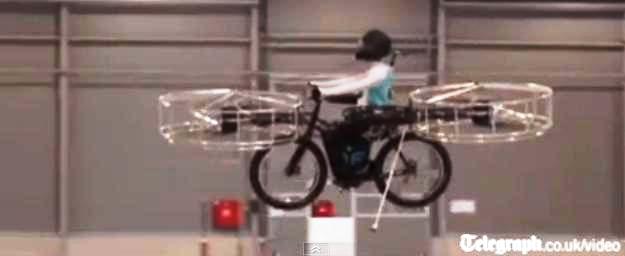 Inventan bicicleta eléctrica voladora