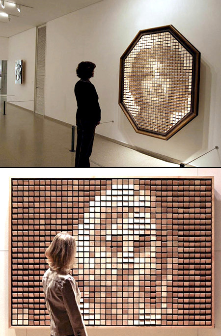 Espejo interactivo hecho de madera