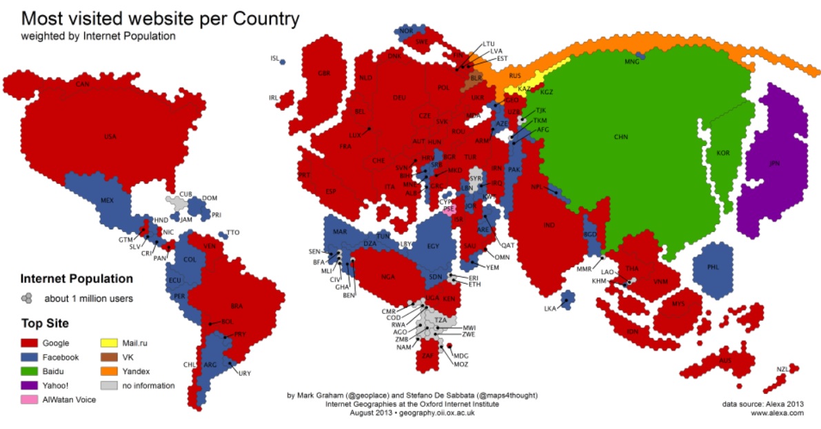 Los sitios webs más visitados en el mundo, país por país