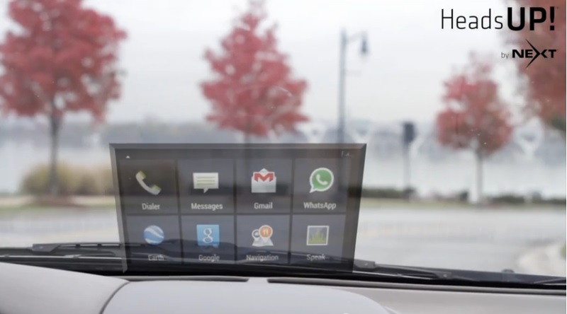 Pantalla transparente en el limpiabrisas del auto, integrada a su teléfono