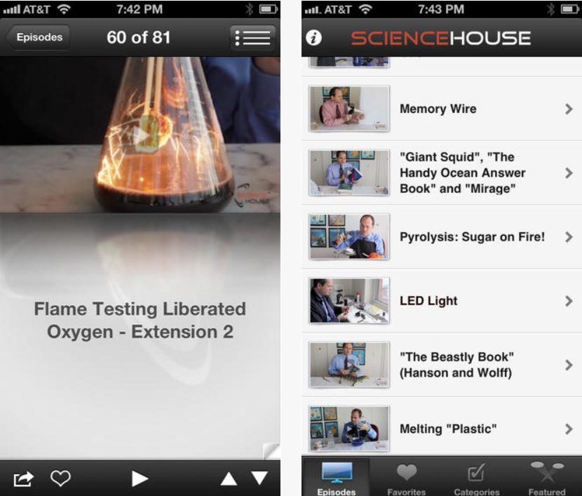 Videos de experimentos científicos, gratis para iPhone, iPad, iPod