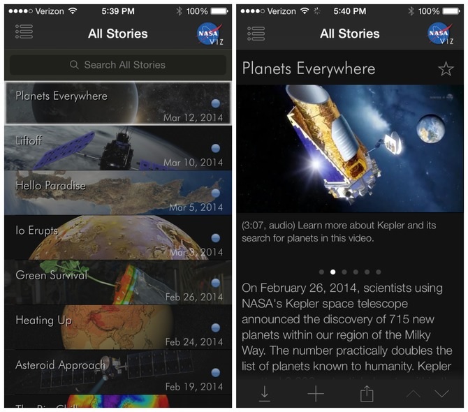 Conozca las últimas investigaciones de la NASA, gratis para iPhone, iPad, iPod