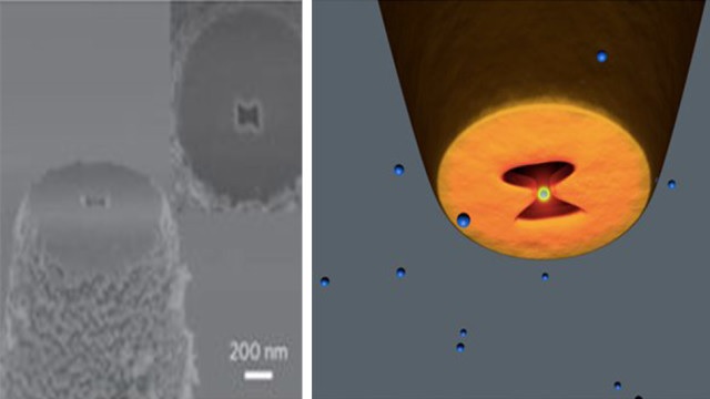 Manipulan nano-objetos en 3D con nanopinzas ópticas