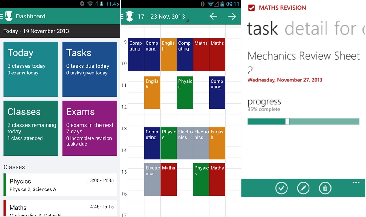 Planificador de clases, tareas y exámenes, gratis para Android y Windows Phone
