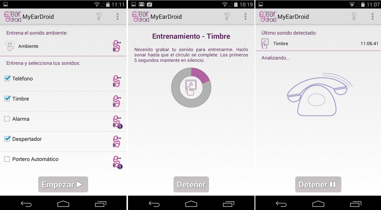 Detección de sonidos para personas con limitación auditiva, gratis para Android