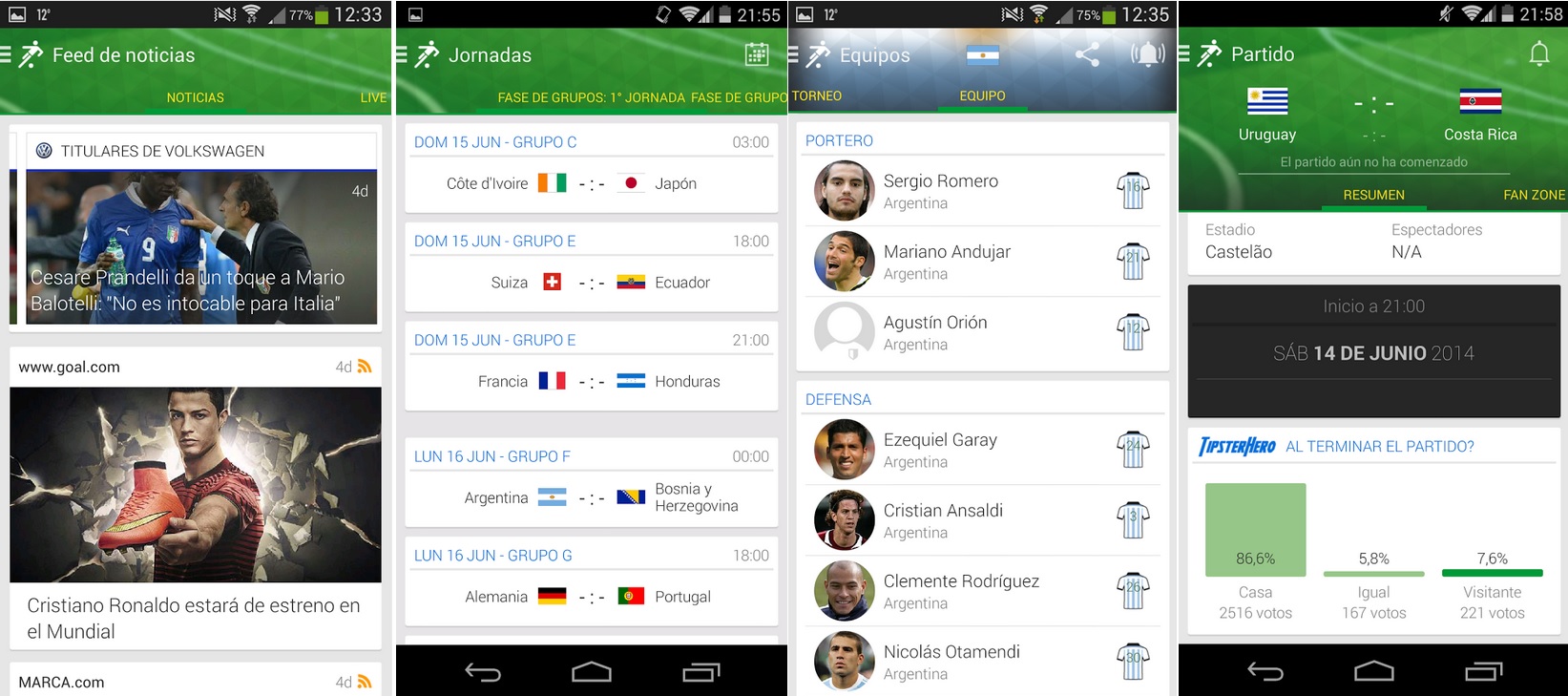 Viva el Mundial de Fútbol minuto a minuto, gratis para iPad, iPod, iPhone, Android, Windows Phone