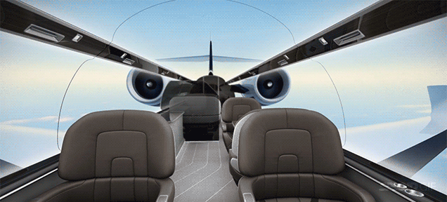 Un avión sin ventanas ofrece vistas panorámicas de alta resolución