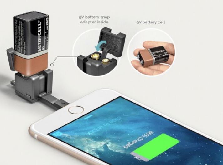 Cubo diminuto que integra cable de sincronización, cargador, adaptador microSD y linterna