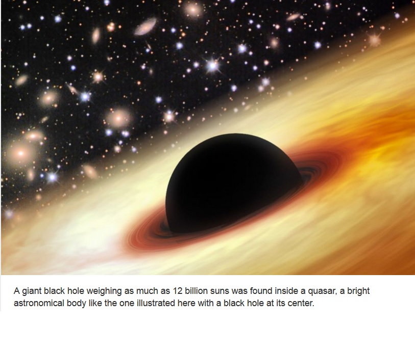 Descubren agujero negro tan masivo como 12 mil millones de soles