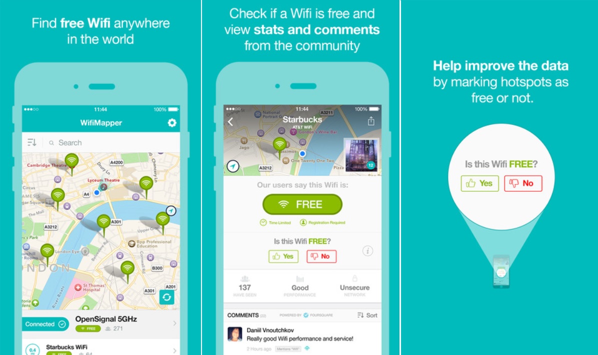 Encuentre puntos de acceso Wi-Fi a su alrededor, gratis para iPhone, iPad, iPod