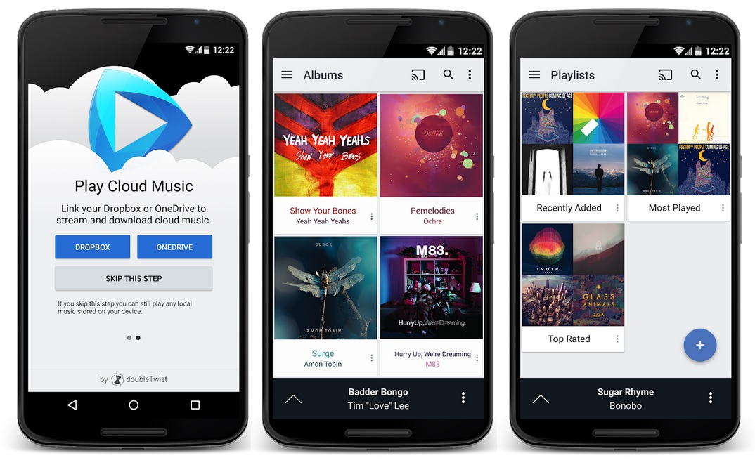 Reproductor musical que pemite oir música desde Dropbox, Onedrive y Google Drive, gratis para Android