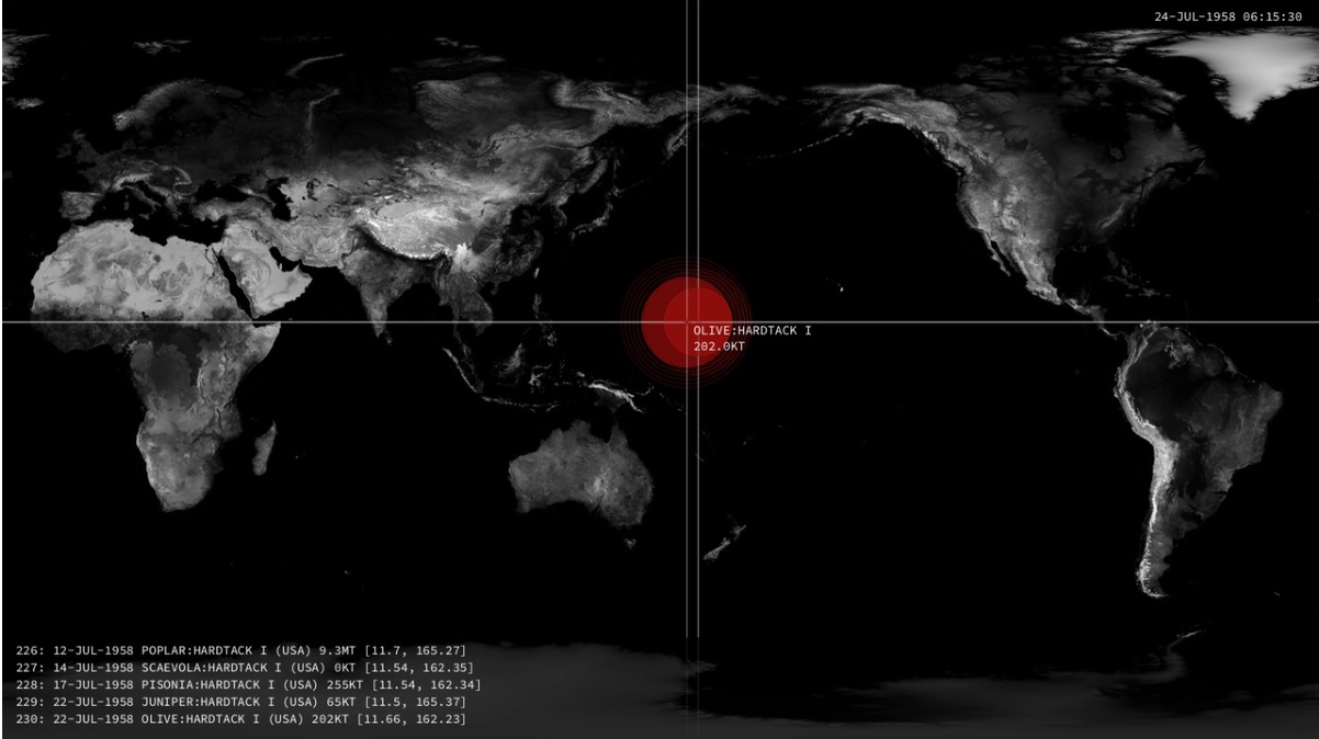 Video visualiza las 2.153 detonaciones nucleares que ha habido en nuestro planeta