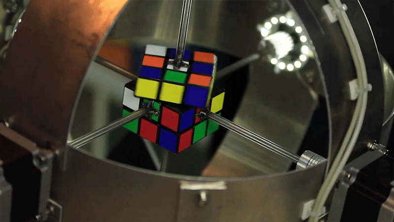 Un robot que resuelve un cubo de Rubik en 0.887 segundos