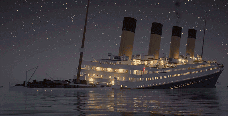 Vea el hundimiento del Titanic en tiempo real