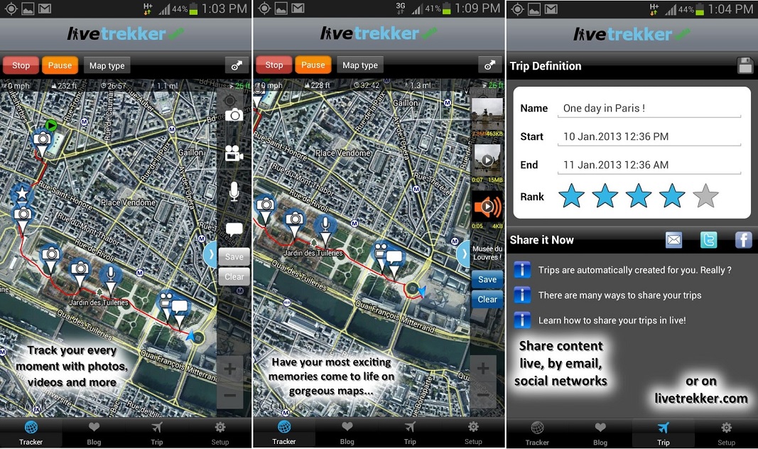 Comparta sus viajes con un mapa multimedia, gratis para Android, iPhone, iPad