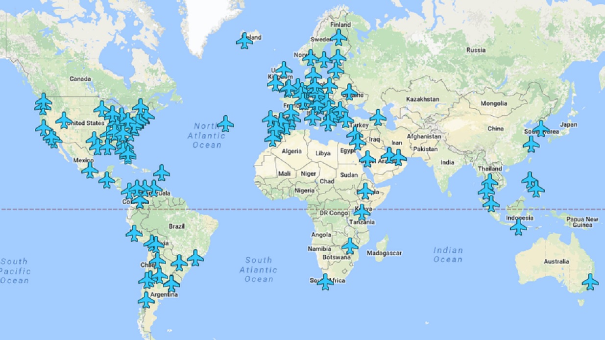 Mapa con las contraseñas Wi-Fi de los aeropuertos de todo el mundo