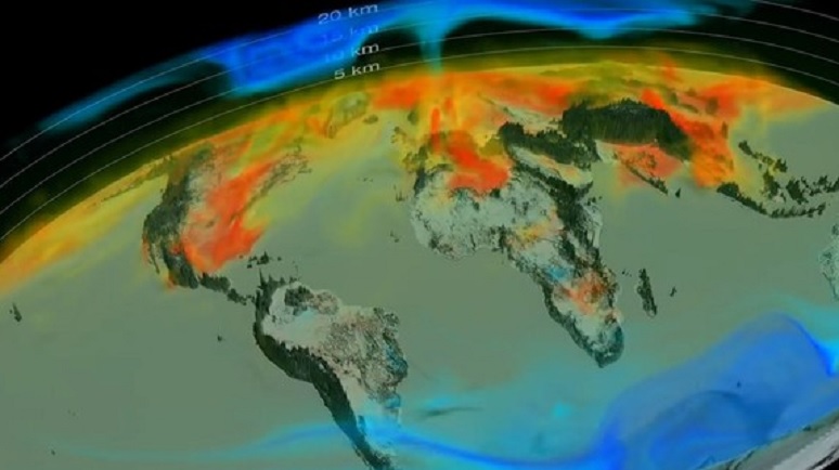 Impresionante video de la NASA muestra el movimiento del dióxido de carbono en nuestro planeta durante un año