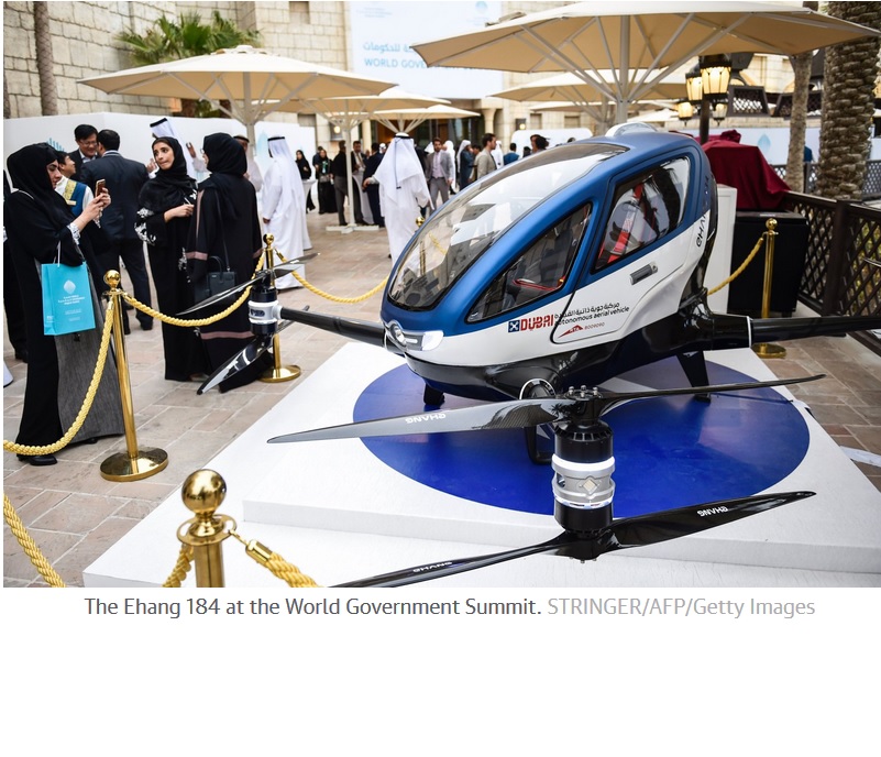 Drones de pasajeros comenzarán a volar sobre Dubai a mitad de este año