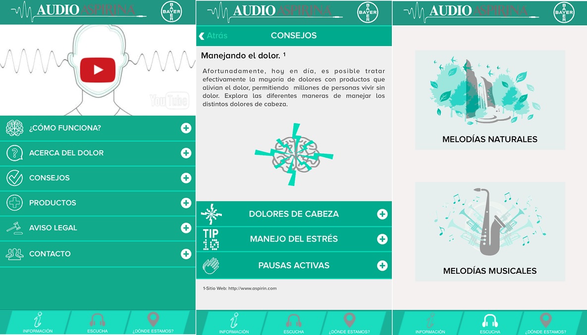 Aplicativo que ayuda a atenuar los dolores de cabeza, gratis para iPhone, iPad, Android