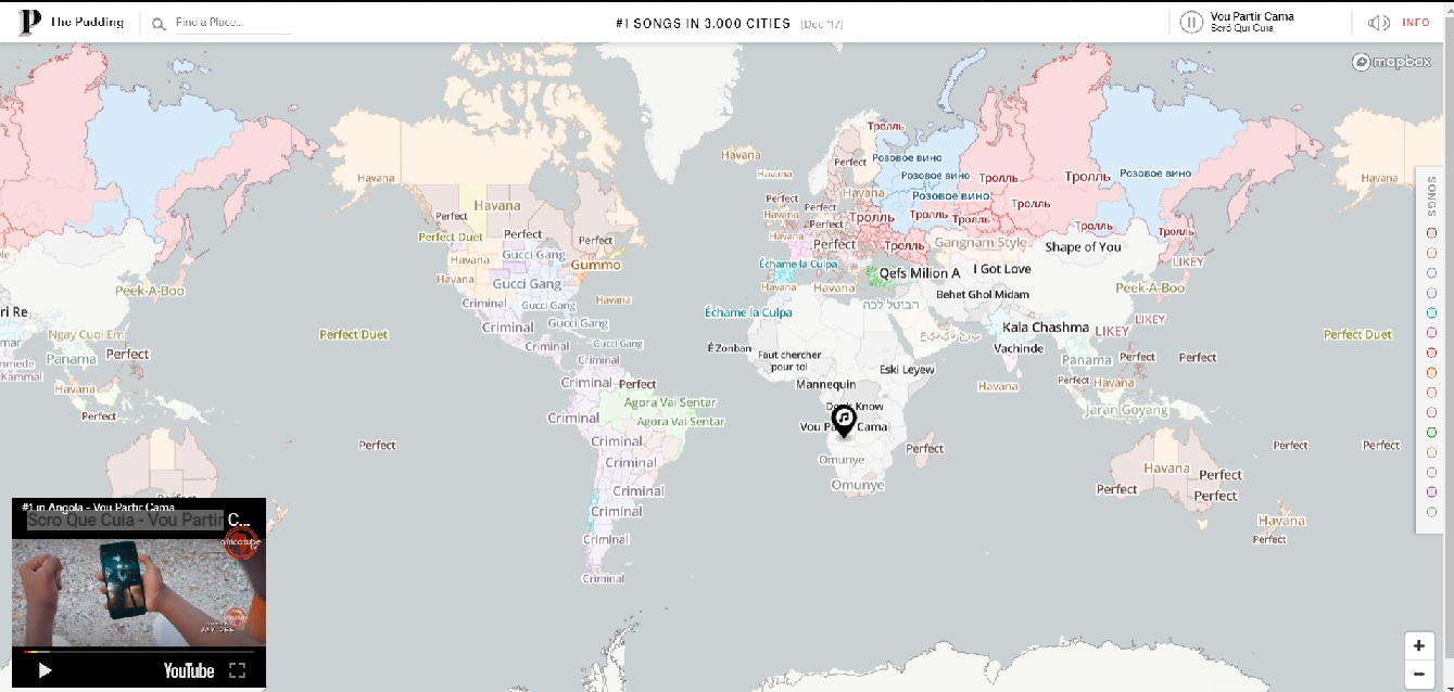 Mapa interactivo muestra qué canciones triunfan alrededor del mundo