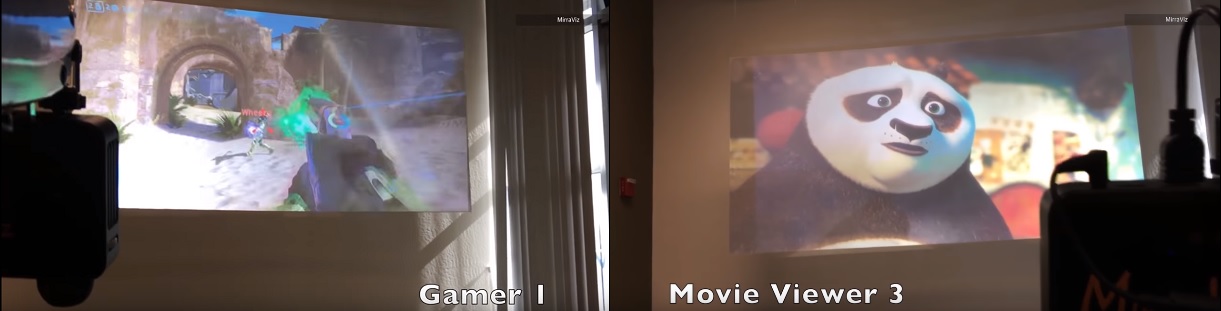 Pantalla de proyector permite ver dos (o más) películas al mismo tiempo