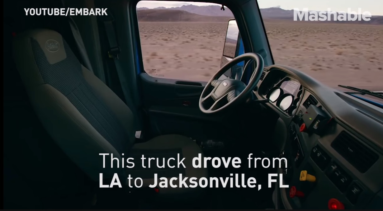 Camión de carga autónomo completa recorrido de prueba de costa a costa en EE.UU.