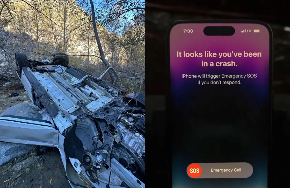 iPhone 14 salva la vida de una pareja tras precipitarse por un barranco con su auto
