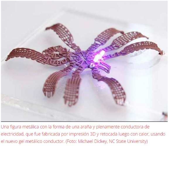 Crean gel para impresión 3D que conduce muy bien la electricidad