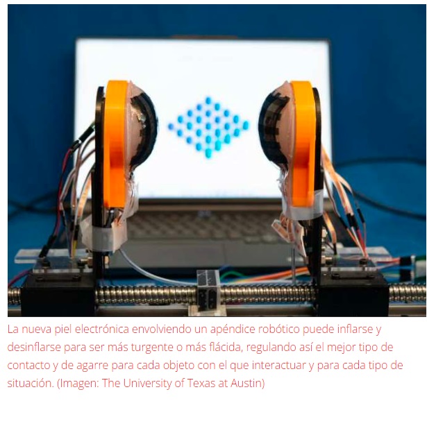 Piel electrónica elástica para robots con la misma percepción táctil de los humanos